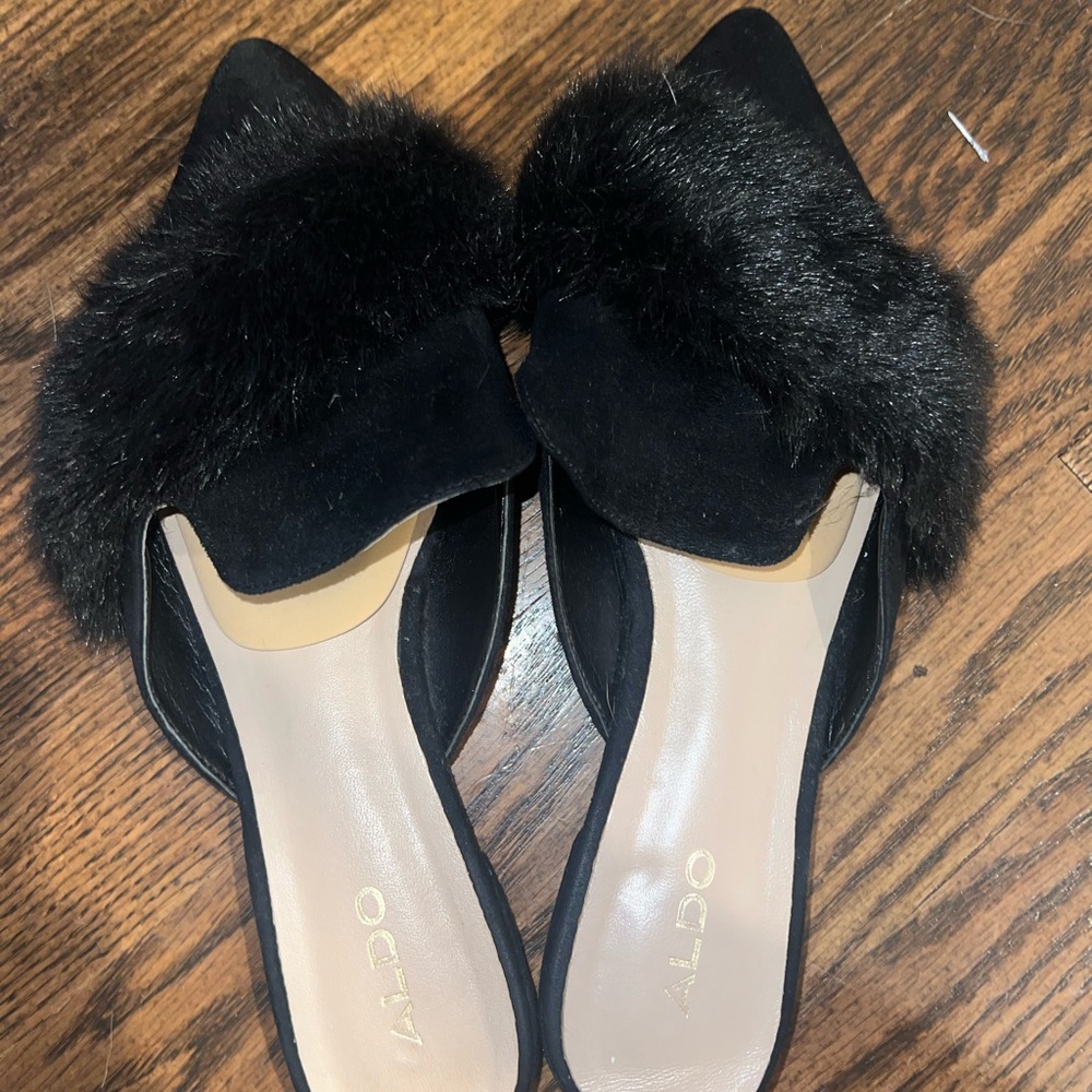 Aldo furry pointy mules
